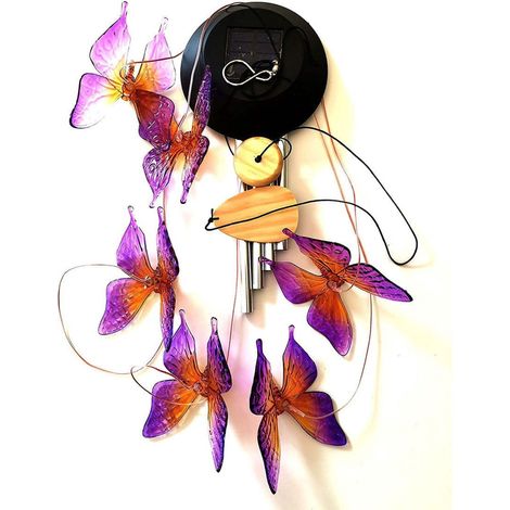 Lanterne Solaire - Guirlande Éolienne avec Papillons LED RGB - Éclairage Extérieur Cour Jardin - 1 Pièce (1/5)