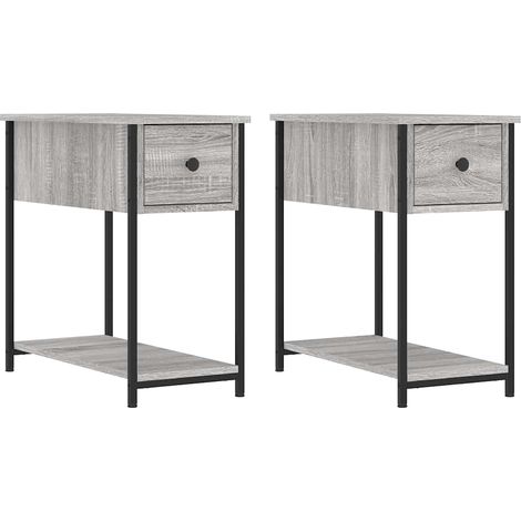 Maison Exclusive - Mesitas noche 2 uds madera ingeniería gris Son (1/5)