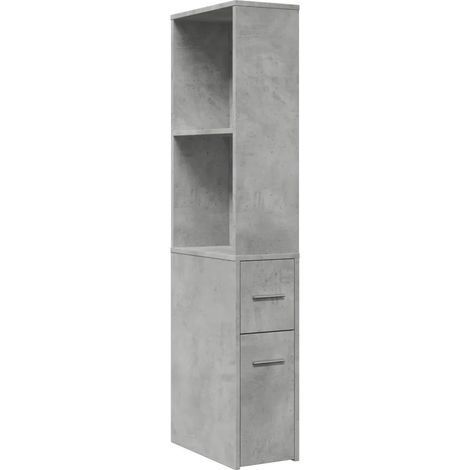 Armario de baño estrecho con ruedas 22 x 41 x 135 cm amplio espacio de almacenamiento práctico estilo contemporáneo madera de ingeniería gris hormigón 020050667 (1/5)