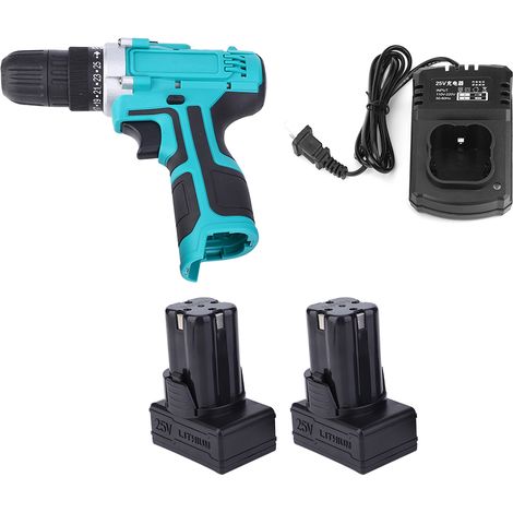 Perceuse électrique rechargeable 25V, tournevis sans fil lithium, outil à main avec bloc batterie 2 pièces, chargeur 1 pièce, prise US 110-220V (1/5)