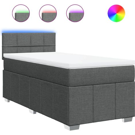 Maison Exclusive - Cama box spring con colchón tela gris oscuro 8 (1/5)