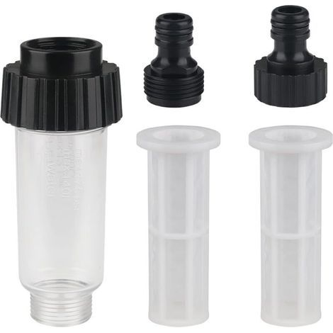 Filtre à eau pour nettoyeur haute pression et pompe de jardin – Raccord 3/4", double filtration, compatible tuyau d’arrosage (1/4)