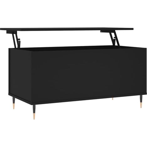 Tavolino con piano sollevabile, design moderno e contemporaneo, 90 x 44,5 x 45 cm, legno ingegnerizzato nero e metallo DEC039806