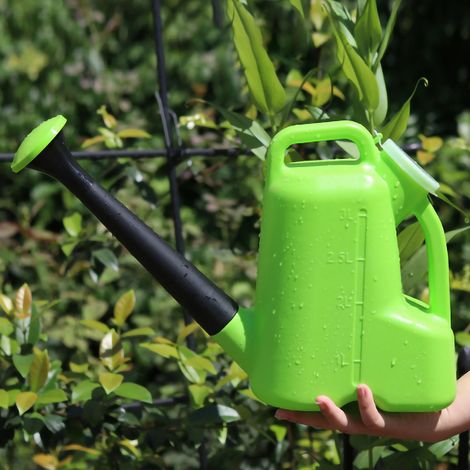 Arrosoir à bec long, bonne étanchéité, seau en plastique de 3L avec couvercle pour plante de jardin, fleur verte (1/5)