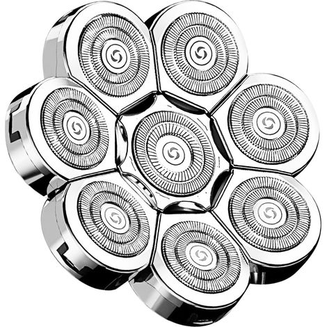 8D Tête Rasoir,tondeuse crane chauve 8D,Rasoir électrique Flottant Barbe 8 Têtes,Universel Double Anneau Lame Rasage Remplacement Durable Rapide pour Homme Chauve Rasoir électrique 8 (1/4)