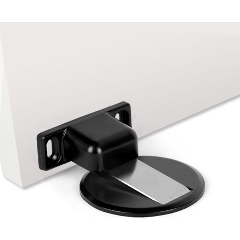 tope magnético para puerta, tope de metal para puerta, tope magnético fuerte de metal para puerta, tope magnético sólido para puerta con adhesivo y tornillos (negro) (1/5)
