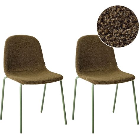 Set di 2 sedie da conferenza con rivestimento in bouclé e gambe in ferro Impilabili Mobili da ufficio Verde Loma (1/5)