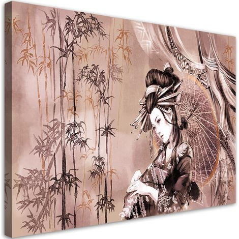 Tableau sur toile Geisha et bambou 60x40 (1/5)