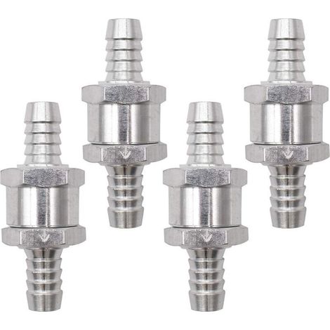 Rückschlagventil, 4 Stück, silberfarbenes Rückschlagventil mit Pfeil, Rückschlagventil aus Legierung für Vergaser-Niederdruck-Kraftstoffsysteme (10 mm)