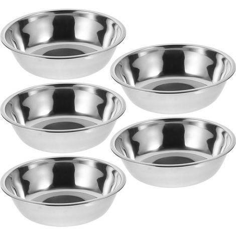 Lot de 5 Bols pour Animaux en Acier Inoxydable Argenté, Grosse Capacité, Design Convivial et Facile à Nettoyer, Forme Ronde pour Nourrir Chiots et Chatons (1/5)