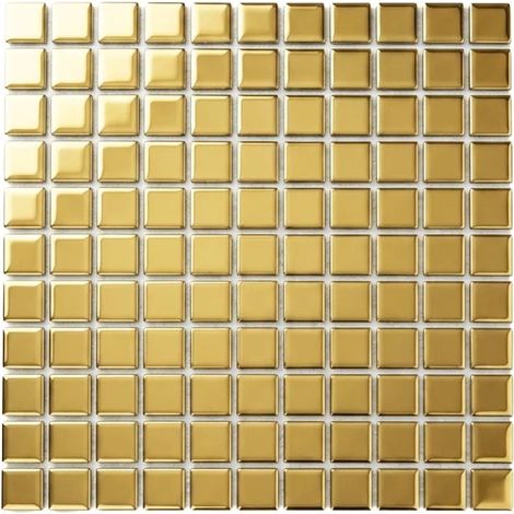 Azulejo decorativo de pared tipo mosaico dorado autoadhesivo, cuadrados de 30x30 cm. (1/5)