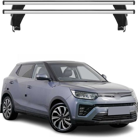 OMAC Dachträger Querträger Alu für Ssangyong Tivoli 2015-2023 – Abschließbar – T-Nut – City-Crash-getestet – Max. 50 kg Silber (1/5)