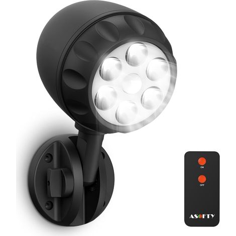 Applique LED avec détecteur de mouvement extérieur à batterie, 6 LED 1000LM avec télécommande RF, étanche IP65 pour sécurité, lampe de jardin, garage, intérieur et extérieur (1/5)