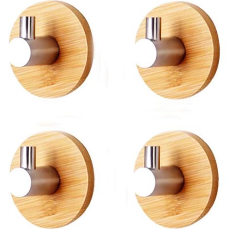 MINKUROW Ganchos Autoadhesivos Acero Inoxidable 304 Y Bambú Ganchos Para Albornoz Ganchos De Pared Toallero De Cocina Ganchos Para Albornoz Sin Taladrar Baño Cocina Oficina Ganchos Toallero Gancho Adh (1/5)