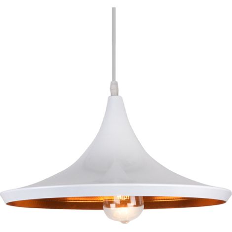 Pendelleuchte Retro Hängelleuchte Hängelampe aus Metall, Industrielle Vintage E27 Pendellampe (Weiß)