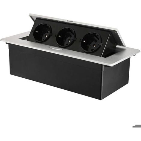 Prise encastrable escamotable - PZCC - PZCC - 3 prises - 2500W - Aluminium ignifuge (1/4)