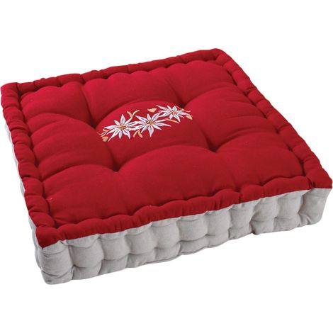 Cuscino Edelweiss Cotone e Lino 40x40cm Rosso - Aubry Gaspard