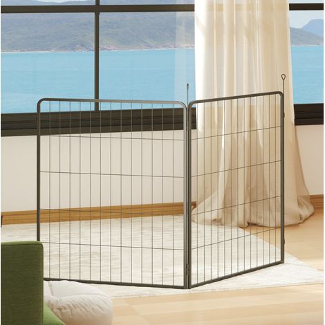 Pannelli di estensione per recinto per cani, set da 2, 80 x 100 cm, acciaio, neri HAVRYA (1/5)