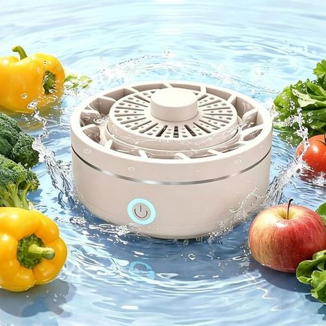 Obst- und Gemüsewaschgerät,tragbares Reinigungsgerät für frische Produkte,per USB aufladbarer Lebensmittelreiniger für die Spüle,2400 mAh (Weiß) (1/5)