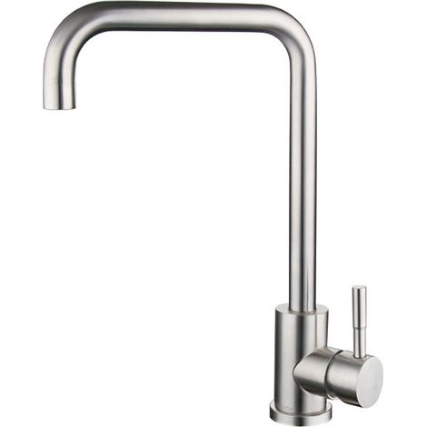 Mitigeur cuisine inox argenté 38 cm en forme de U rotation 360° double commande levier cartouche céramique (1/5)