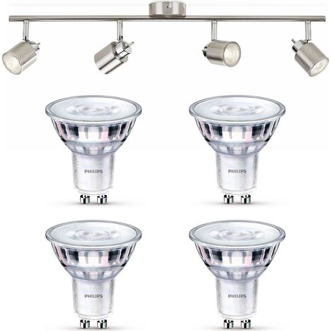 Philips Meranti Faretto da superficie con 4 punti luce GU10 (Cromo Opaco) - Philips LED GU10 50W Scene Switch (1/5)