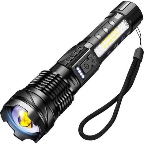 Torche tactique d’urgence ultra-légère pour randonnée et camping 1200 lm, résistante à l’eau IPX8, batterie rechargeable USB-C, 3 modes d’éclairage (1/4)