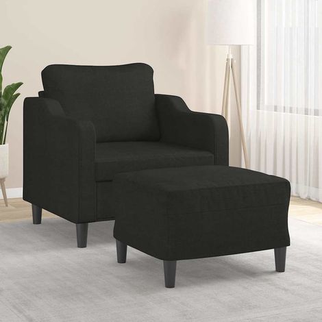 Fauteuil avec repose-pied en tissu noir, assise 60 cm, 21.35kg - PANGIVO (1/5)
