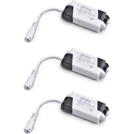 3er-Pack 18–24 W DC-Treibertransformatoren, Mehrspannungseingang 85–265 V AC, 50/60 Hz, Ausgang 36–72 V DC, 240–260 mA. Geeignet zum Austausch von Einbauleuchten und anderen LED-Geräten. (1/5)