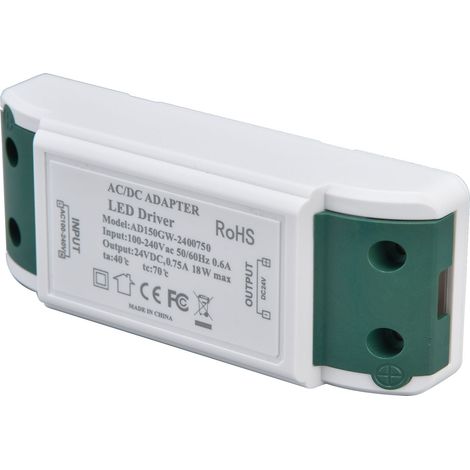 Transformateur LED 24V DC 0,75A 18W, Driver LED 24V à tension constante certifié (AC100-240V) pour éclairage intérieur – Série L 18W/AD150GW-2400750 (1/5)