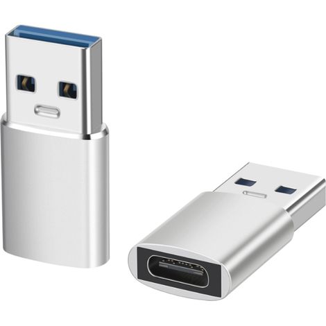 Adaptateur USB-A vers USB-C - USB 2.0 - 480 Mbps - Charge et Transfert de Données - Boîtier Aluminium - Pour Ordinateurs Portables et Chargeurs - 1 Pièce (1/5)