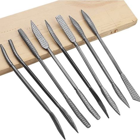 Outils de sculpture sur pierre – Lot de 8 burins en acier tungstène – Pour sculptures précises en bois et pierre – Longueur 20 cm