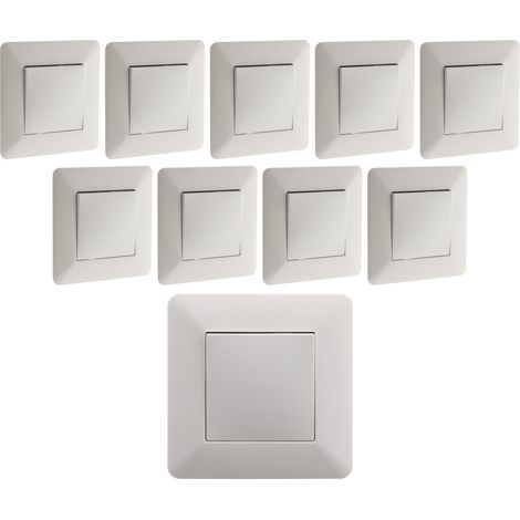 Zenitech – Lot de 10 interrupteurs va et vient blanc – Installation encastrée – Puissance 2300W – Bornes automatiques – Prêt à poser