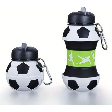 (Couleur mélangée)Bouteille d'eau de sport pliable en silicone - Portable, résistante aux hautes températures, sans BPA, avec mousqueton (1/5)