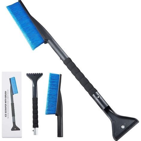 2 en 1 Grattoir Voiture Avec Balais à neige pour auto,Grattoir pare brise,Grattoir voiture Avec brosse voiture,Amovible grattoir à glace longue avec poignée ergonomique en mousse de long pour vo