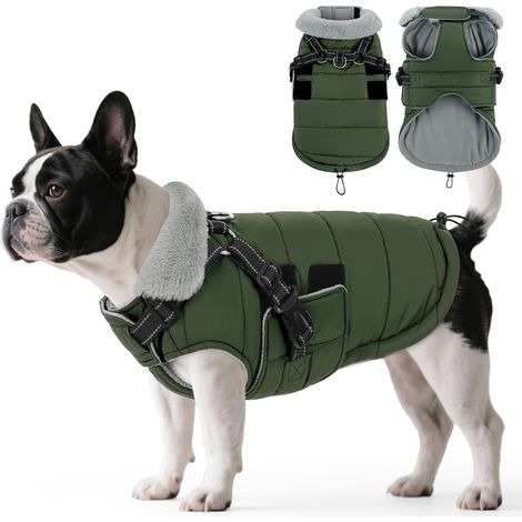 Manteau Imperméable pour Chien d'hiver, Manteau pour Petit Chien avec Harnais Veste de Pluie Réfléchissante Coupe-Vent et Chaude pour Chiens pour l'hiver pour Petits, Moyens et Grands Chiens S (1/5)