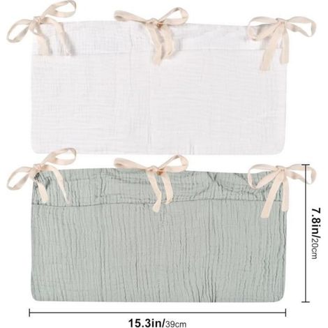 2 PCS Organiseur de lit suspendu pour bébé,2 en 1 Sac de Lit de Bébé Organisateur,Suspendu Organisateurs De Lit Bébé(blanc et (1/4)