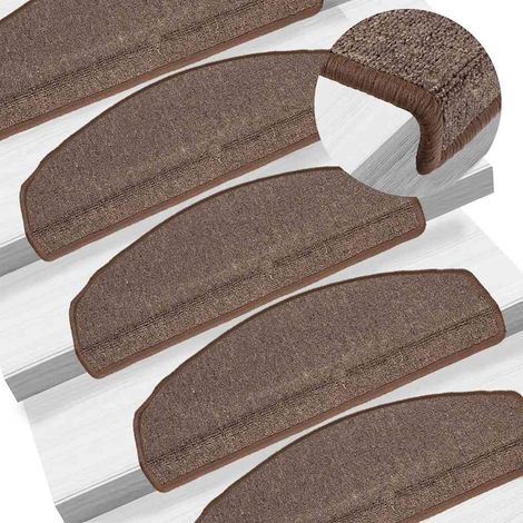 Tapis d'escalier 15 pièces 65 x 24 x 4 cm Marron café (1/5)