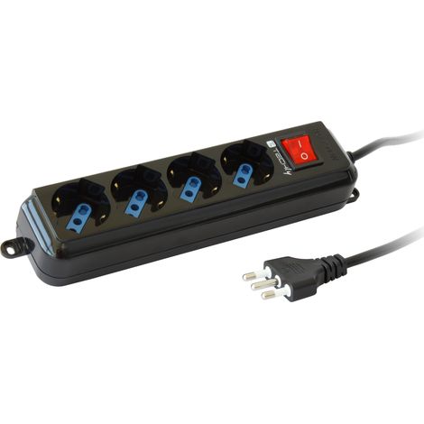 Techly Multipresa 4 Posti Italiana Bipasso con Interruttore Nero (1/5)