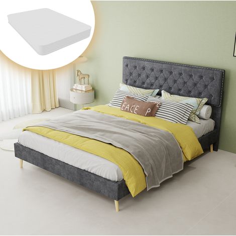 cama matrimonio 140x200 con colchón y almacenaje OKMYHOME (1/5)