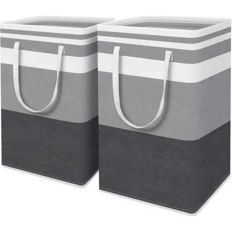 2pcs Panier à Linge, Sac à Linge Pliable Imperméable en Tissu, Corbeille à Linge avec Une Grande Capacité de 75L, 40x30x62cm (1/4)