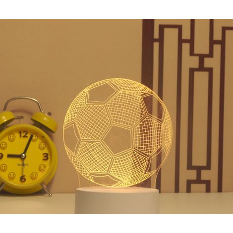 Lampe de bureau LED 3D en acrylique, alimentée par USB, motif football, veilleuse de dessin animé (1/2)