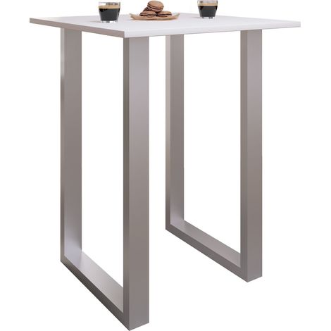 Mesa de barras VCM  Tresen  Mesa de pie  Mesa alta  Mesa Bartresen - Xona 80x50 cm (Plata / Blanco)