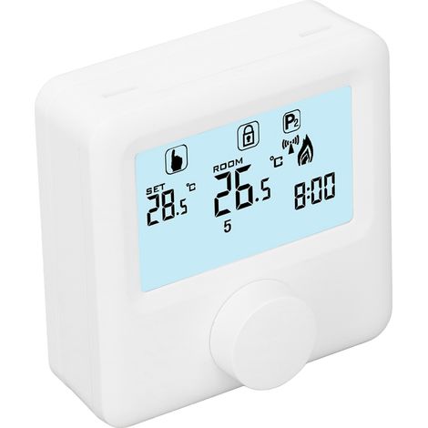 Programmierbarer digitaler Thermostat mit LCD-Anzeige, Temperaturregler für Heizkessel, weiß, 30–230 V DC (1/5)