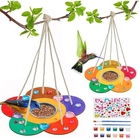 Bastelset für Kinder: Vogelfutterhäuschen für draußen, 2er-Pack DIY-Holzmalsets, Frühlingsspielzeug für draußen, Weihnachtsbastelideen für Jungen und Mädchen im Alter von 3-5, 4-8 und 8-12 Jahren