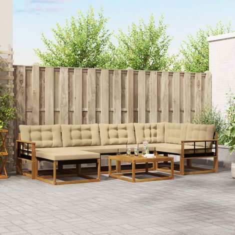 Outdoor-Sofagarnitur 19 pcs Natur und Beige Massivholz Akazie (1/5)