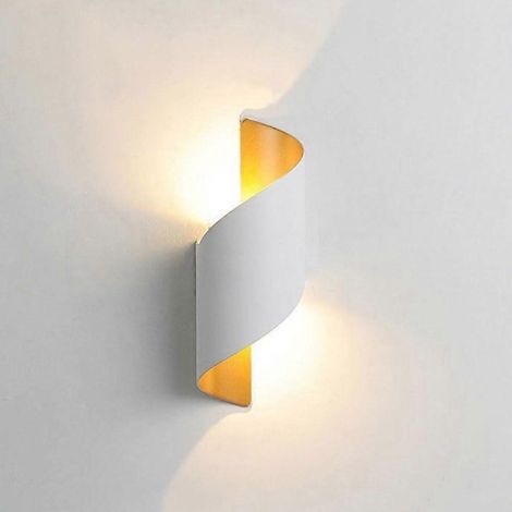 Appliques murales de style campagnard, éclairage vers le haut et vers le bas, blanc chaud 3000K, style moderne, en aluminium, blanc et or, pour salle de bain ou couloir. (1/5)