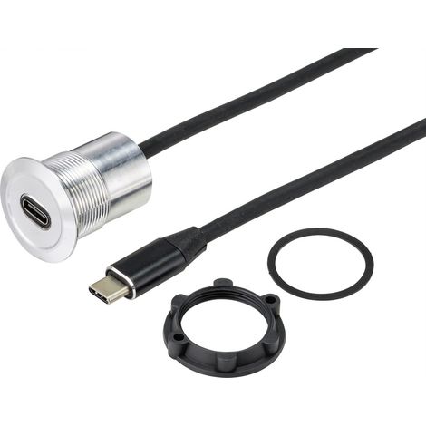 TRU COMPONENTS TC-9534344 USB-Einbaubuchse Buchse, Einbau USB-C® Buchse Paneldicke: 1-10 mm Inhalt: (1/3)