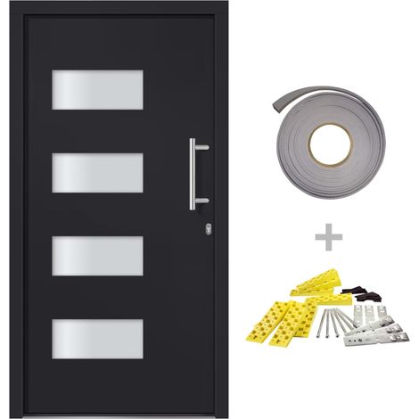 Porte d'entrée Aluminium et PVC Anthracite 110x210 cm