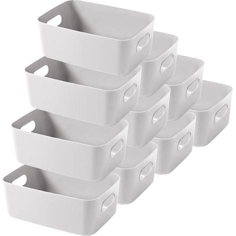 10er Set Aufbewahrungsboxen mit Griffen, stapelbar, Kunststoff, 24cm (1/5)