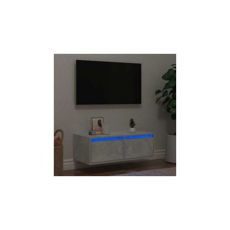 Meuble TV avec lumières LED gris béton 75x35,5x25 (1/5)